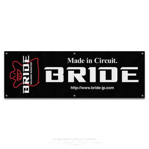 BRIDE Holding Monster Garage Workshop Banner